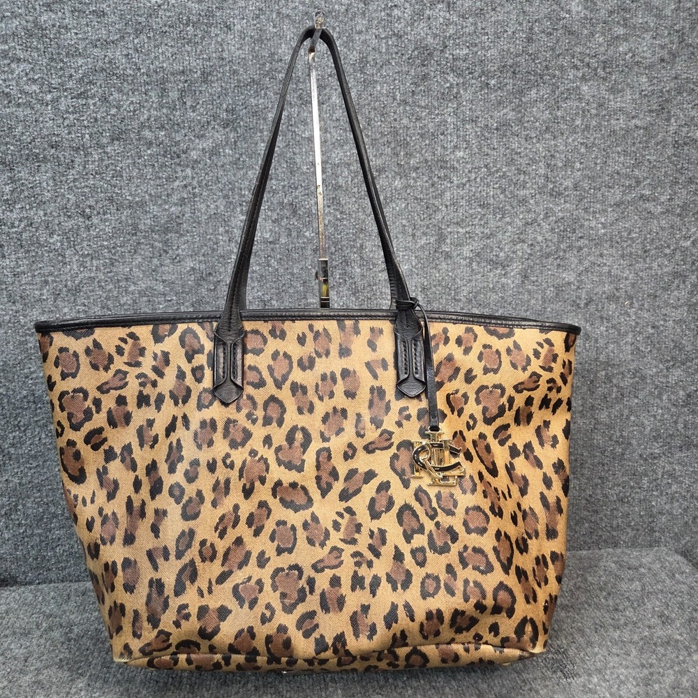 Lauren Ralph Lauren Caldwell Leopard Shopper Tote Bag Designer‎ Handbag Purse